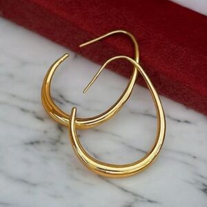 18k gold plated oval drop earrings; nwot